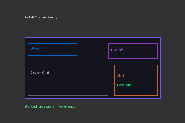 After: professional custom overlay with alerts