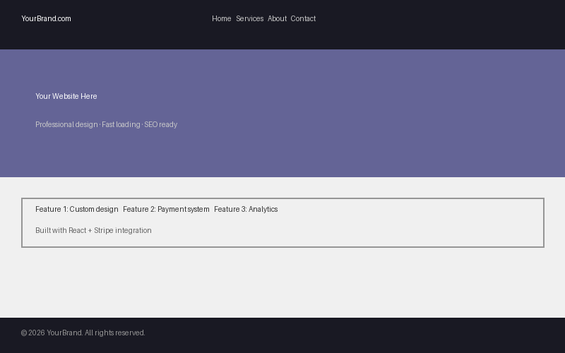 Website example: landing page with hero, features, and professional design